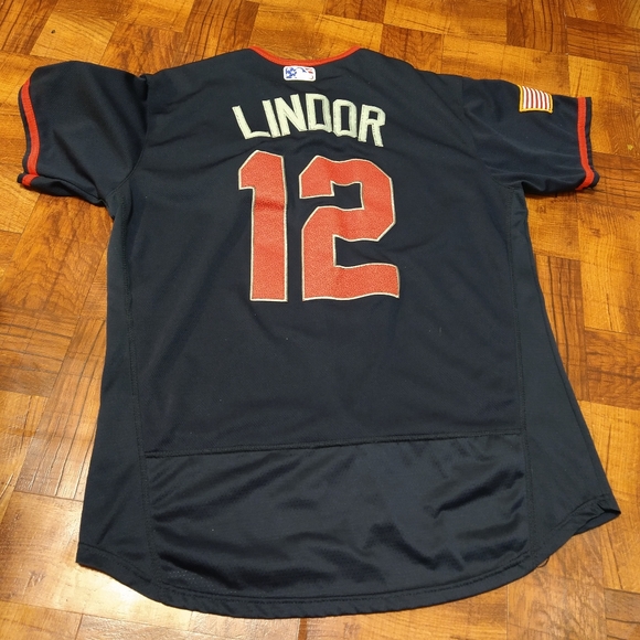 Cleveland Indians Majestic Francisco Lindor Button Baseball Jersey Men's Size 40 - Picture 6 of 7